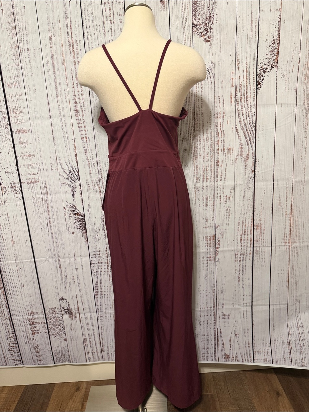 HALARA Wine Red Spaghetti-Strap Wide Leg Jumpsuit - Picture 3 of 8